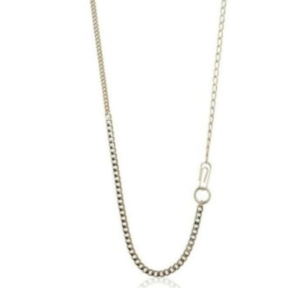 French connection gold mix chain pin circle chain long necklace - Picture 3 of 6